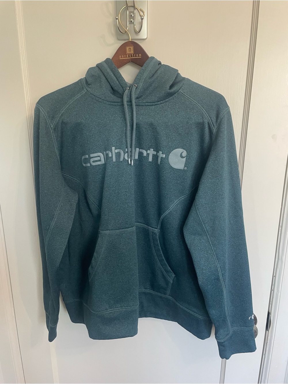 Carhartt Force Signature Logo Hoodie Women’s XL (16-18) Teal Heather Pullover